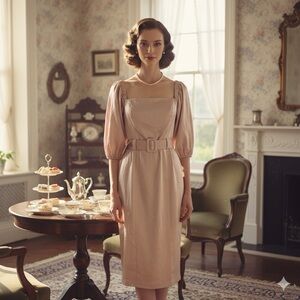 Premier Amour Blush Pink Satin Puff Sleeve Dress